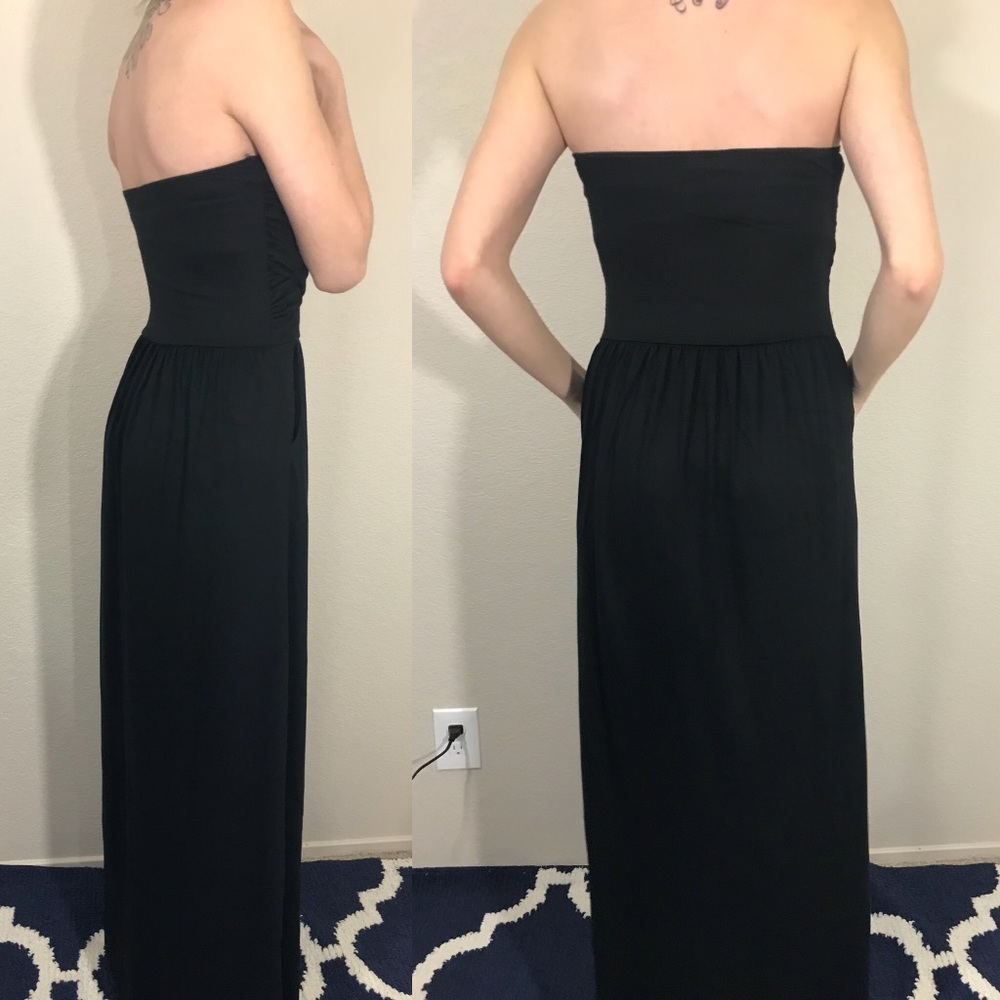 LAST L Black Maxi Dress w Pockets - Picture 4 of 6